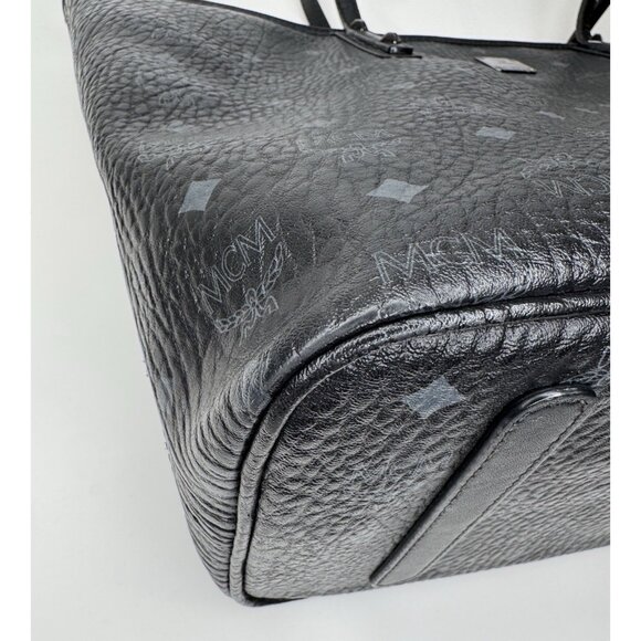 MCM Black Visetos Anya Tote Shoulder Bag Top Zip Carryall - Picture 4 of 12